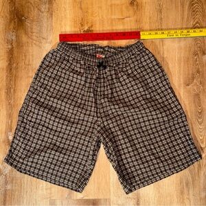 Benhill Plaid Y2K 2000s Women drawstring Shorts Pockets Preppy Casual 12in Waist